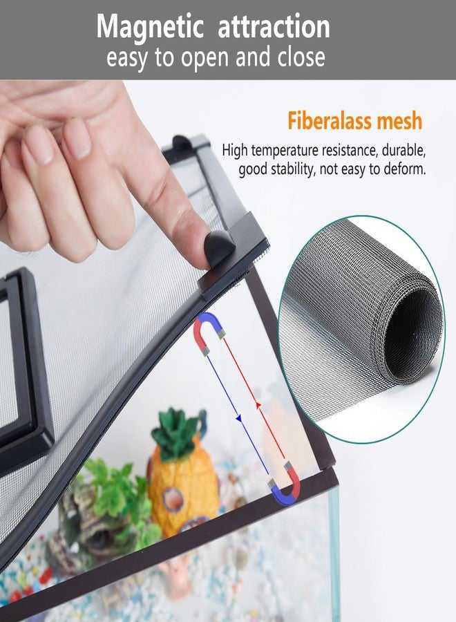 Maguesh Magnetic Fish Tank Cover with Feeding Window Dark Grey Frame Grey Fiberglass Mesh, DIY Magnetic Fish Tank Lid 39"x19"(100x50CM), Preventing Fish from Jumping Out The Size can be Adjusted Smaller - Image 5